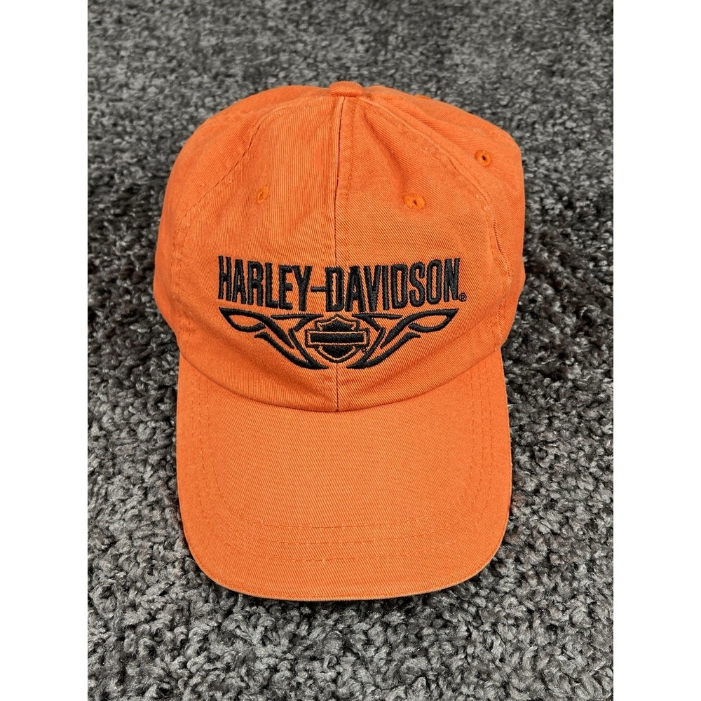Harley-Davidson 2006 Orange Adjustable Hat Y2K Biker, Motorcycle, Blaze.